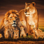 Lion Family Walldecoration Wandkraft 118x70 cm