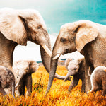 Elephant Family Walldecoration Wandkraft 118x70 cm