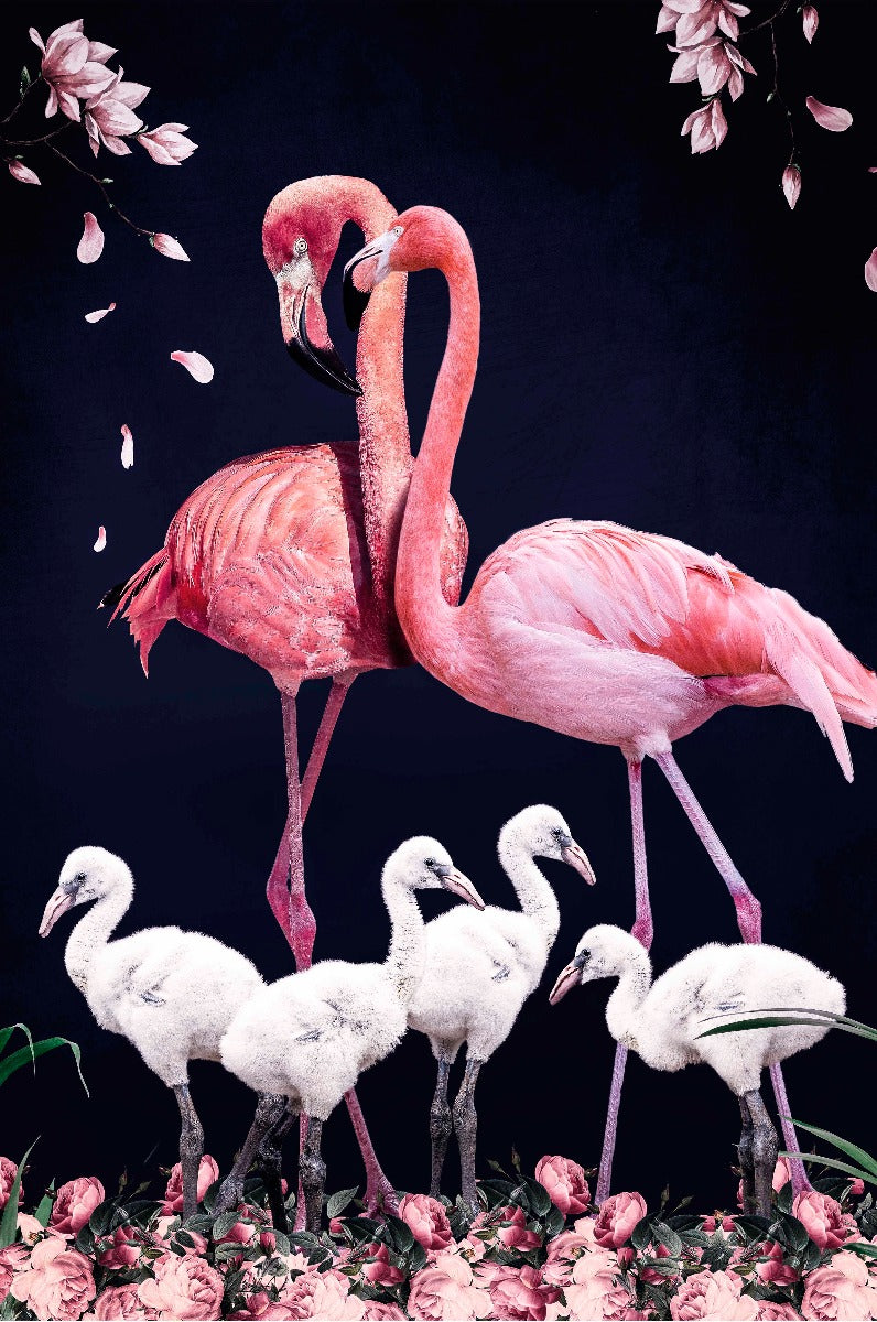 Flamingo Family Walldecoration Wandkraft 70x118 cm