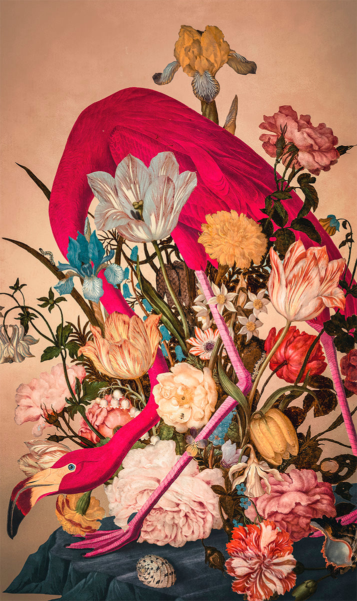 American Flamingo Walldecoration Wandkraft 70x118 cm