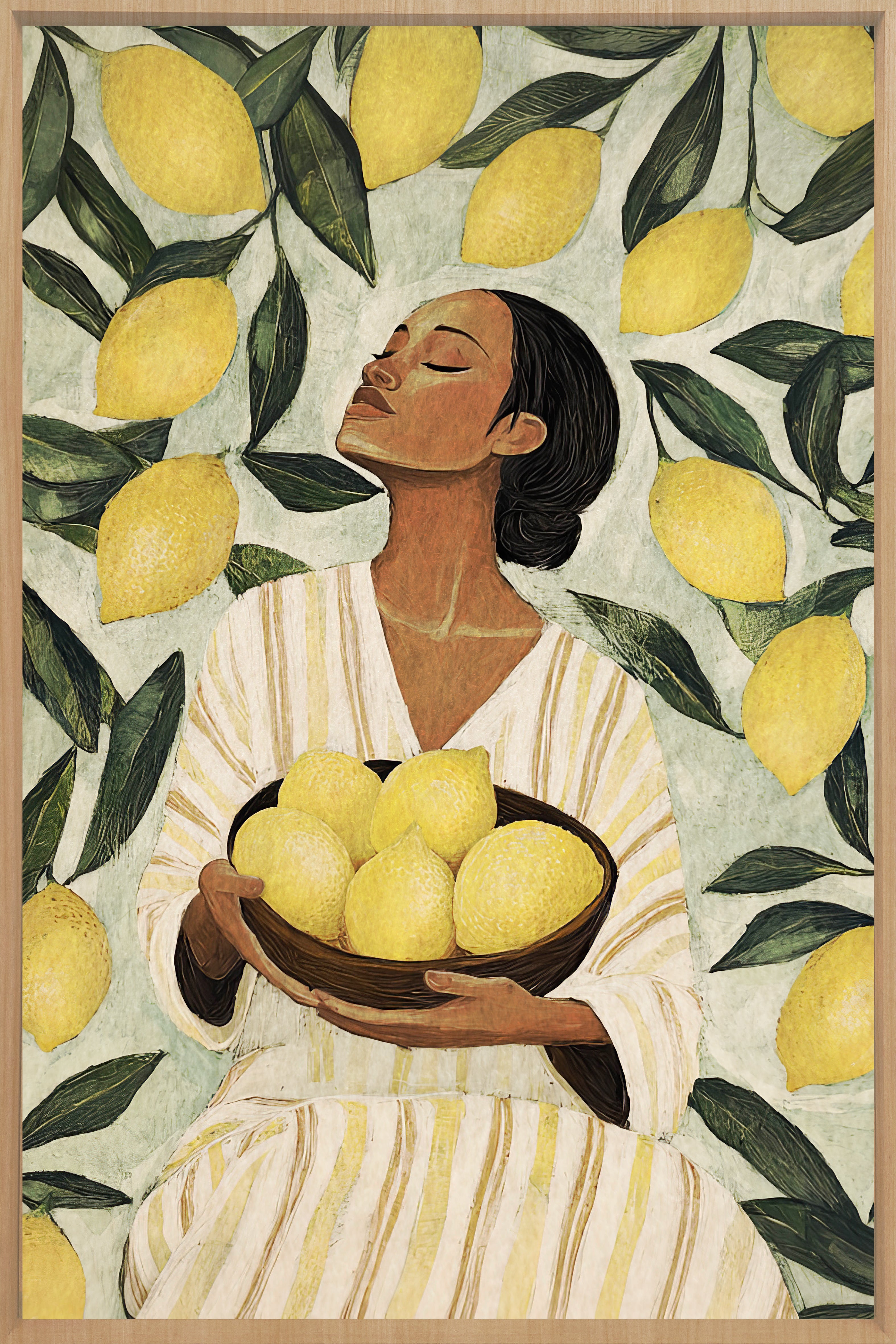Citrus Serenity Walldecoration Wandkraft Akoestisch Vilt 80x120 cm Baklijst Blank