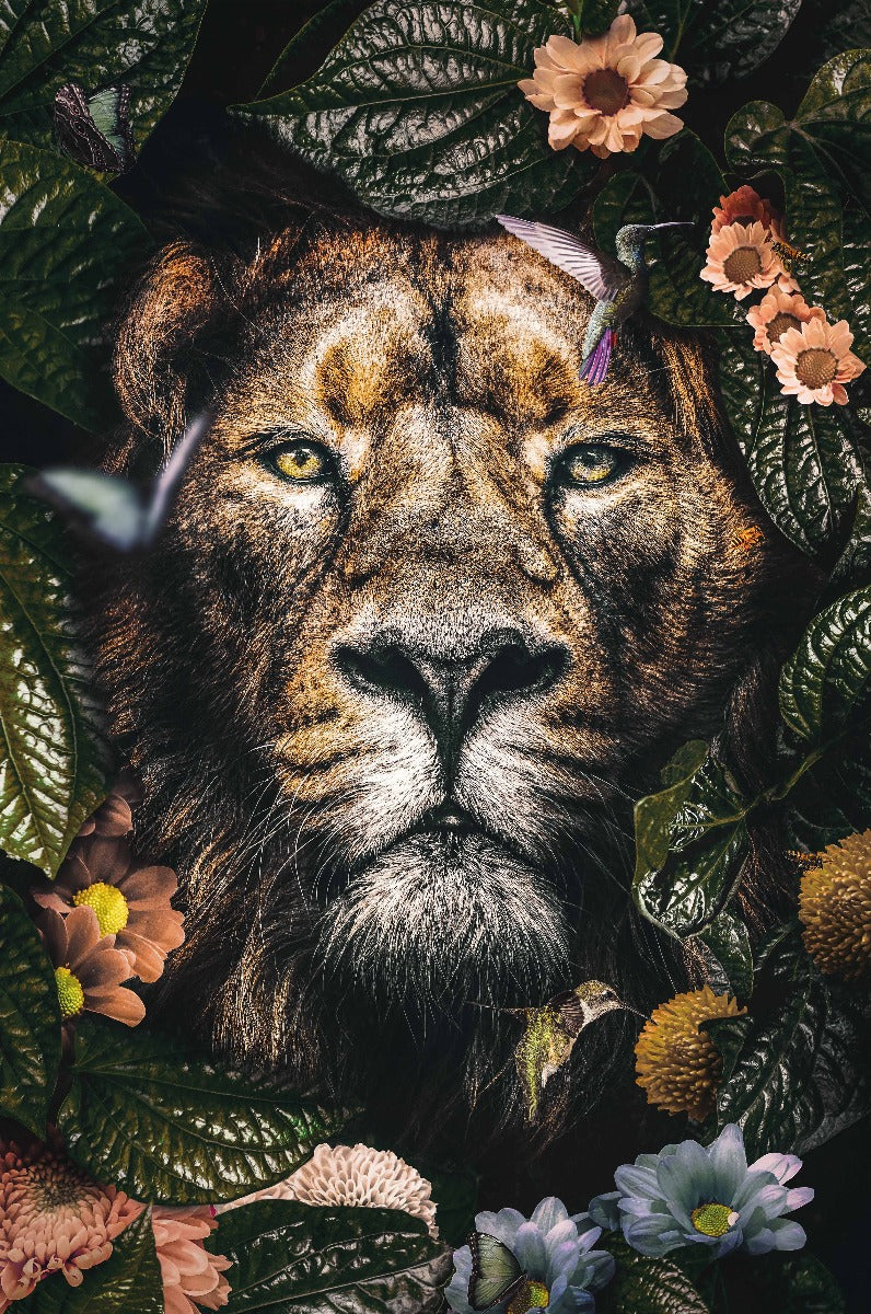 Lion Walldecoration Wandkraft 70x118 cm
