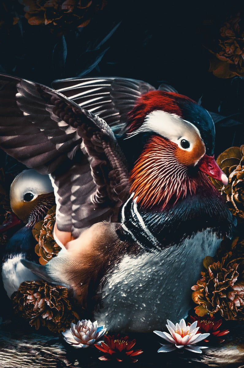 Mandarin Ducks Walldecoration Wandkraft 70x118 cm