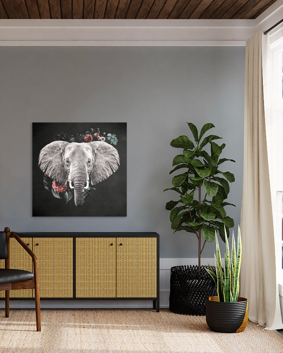 Elephant with Flowers Walldecoration Wandkraft