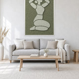 Morning Stretch Fern viltpaneel met witte baklijst aan de wand in een licht Scandinavisch interieur