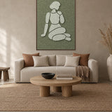 Shoulder Rest Fern viltpaneel met kastanjebruine baklijst aan de wand in een Japandi-interieur