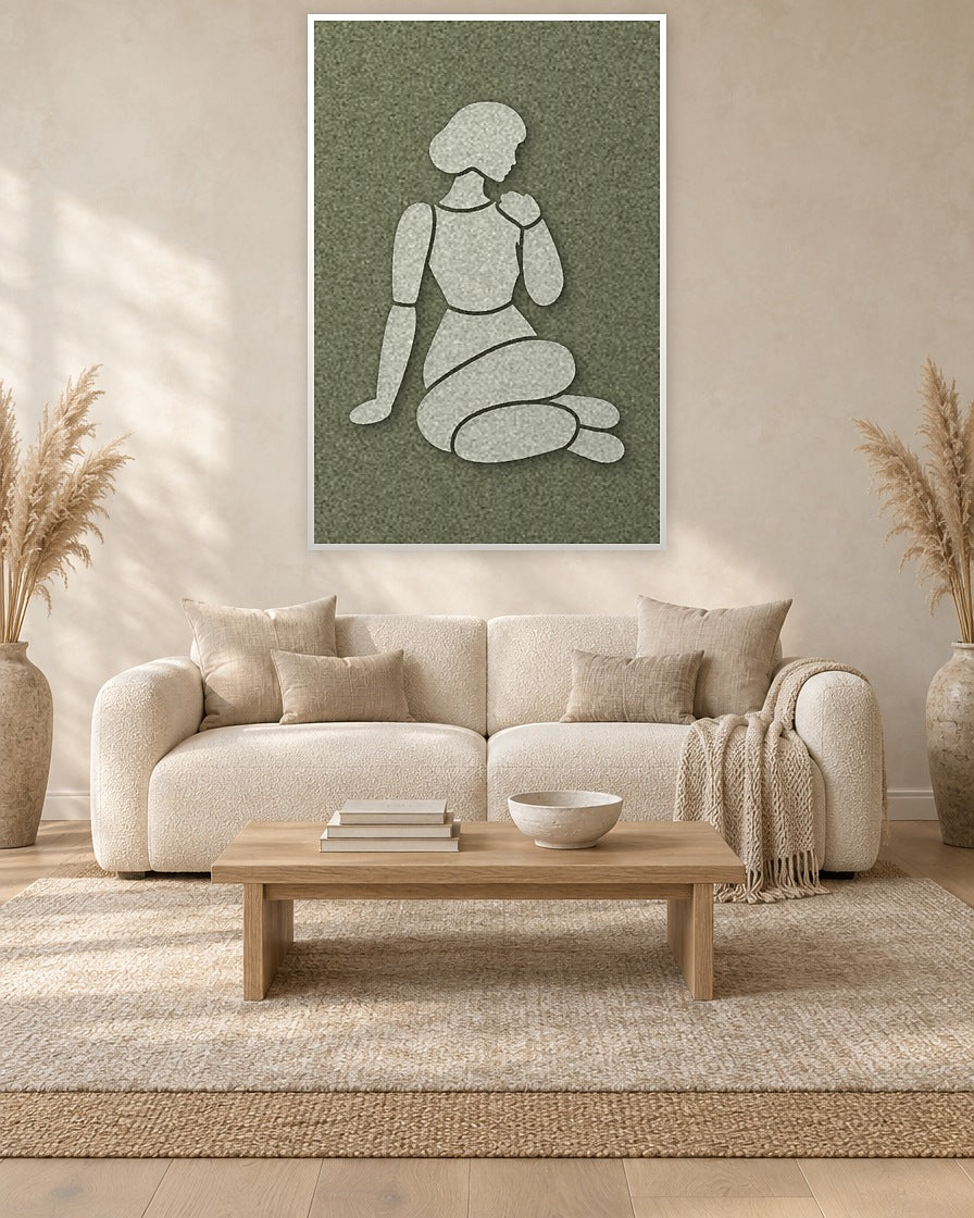 Shoulder Rest Fern viltpaneel met witte baklijst aan de wand in een Scandinavisch interieur