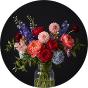Nocturne Bloom, œuvre ronde sur dibond de Wandkraft, Botanical Stories
