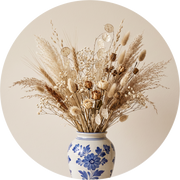Winter Grasses, rundes Kunstwerk auf Dibond von Wandkraft, Botanical Stories