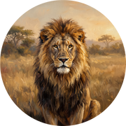 Regal Mane, rond kunstwerk op dibond van Wandkraft, Wildlife
