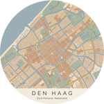 Ronde stadskaart in kleur