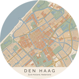 Ronde stadskaart in kleur