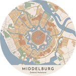 Ronde stadskaart in kleur