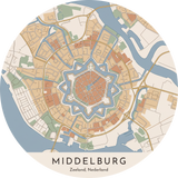 Ronde stadskaart in kleur