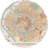 Ronde stadskaart in kleur