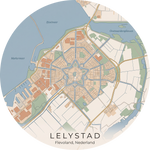 Ronde stadskaart in kleur