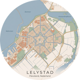Ronde stadskaart in kleur
