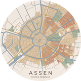 Ronde stadskaart in kleur