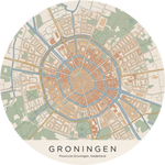 Ronde stadskaart in kleur