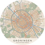 Ronde stadskaart in kleur