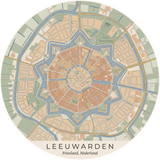 Ronde stadskaart in kleur