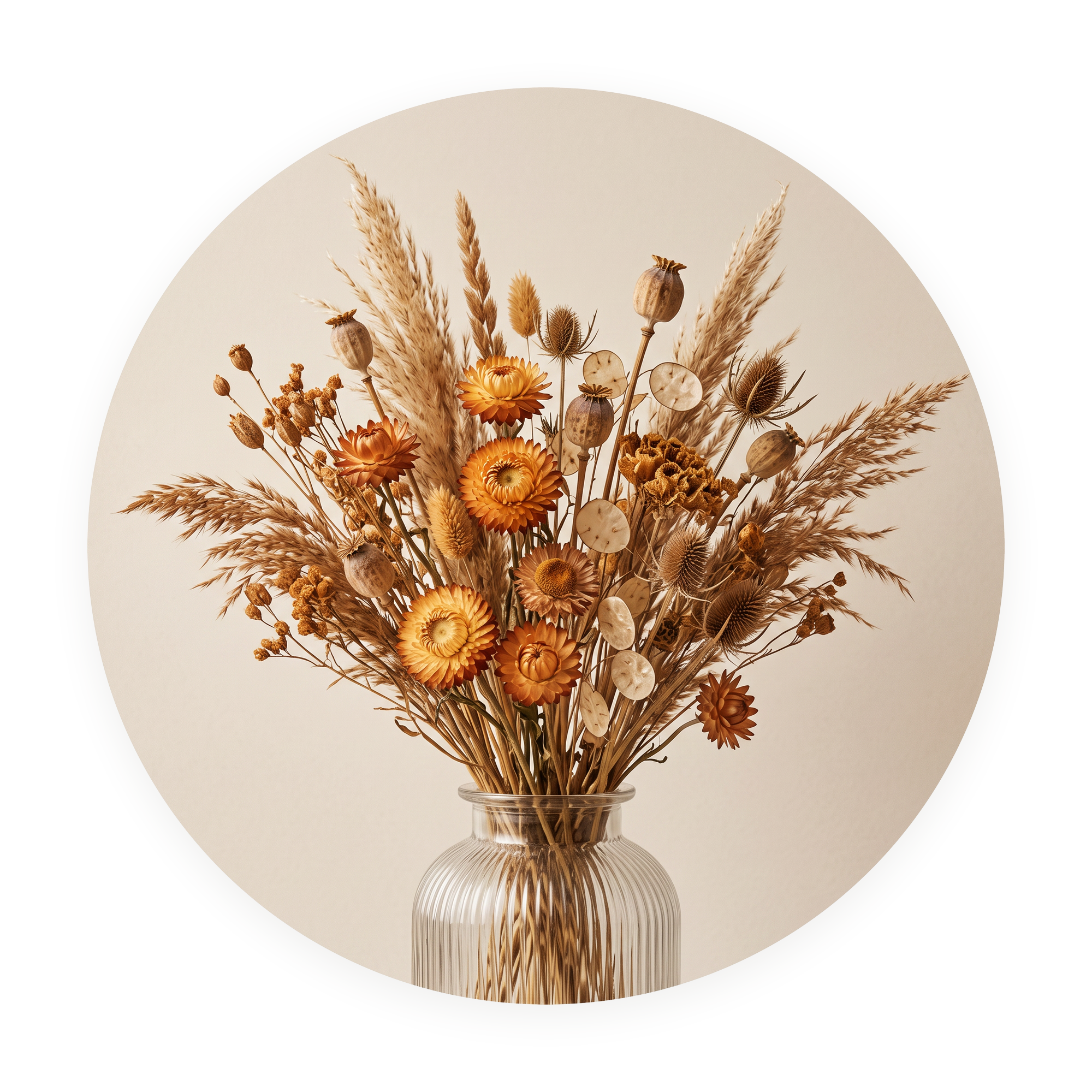 Amber Stillness ronde dibond wanddecoratie Wandkraft