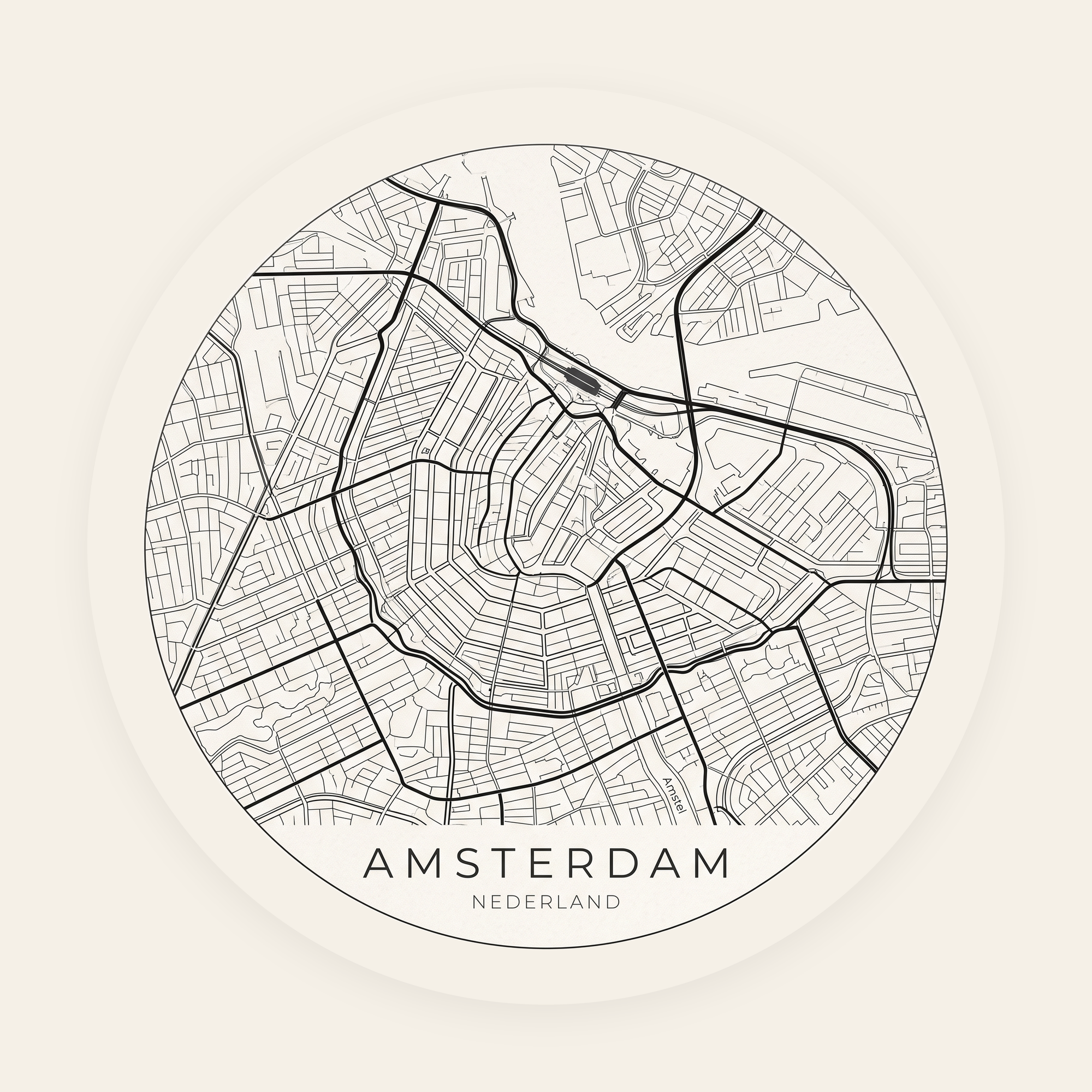 Amsterdam stadskaart rond