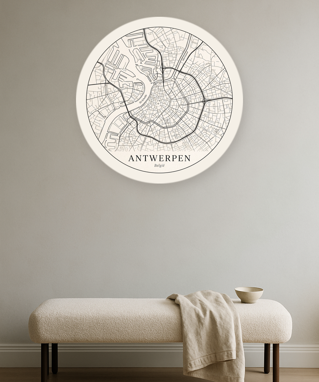Antwerpen stadskaart in interieur