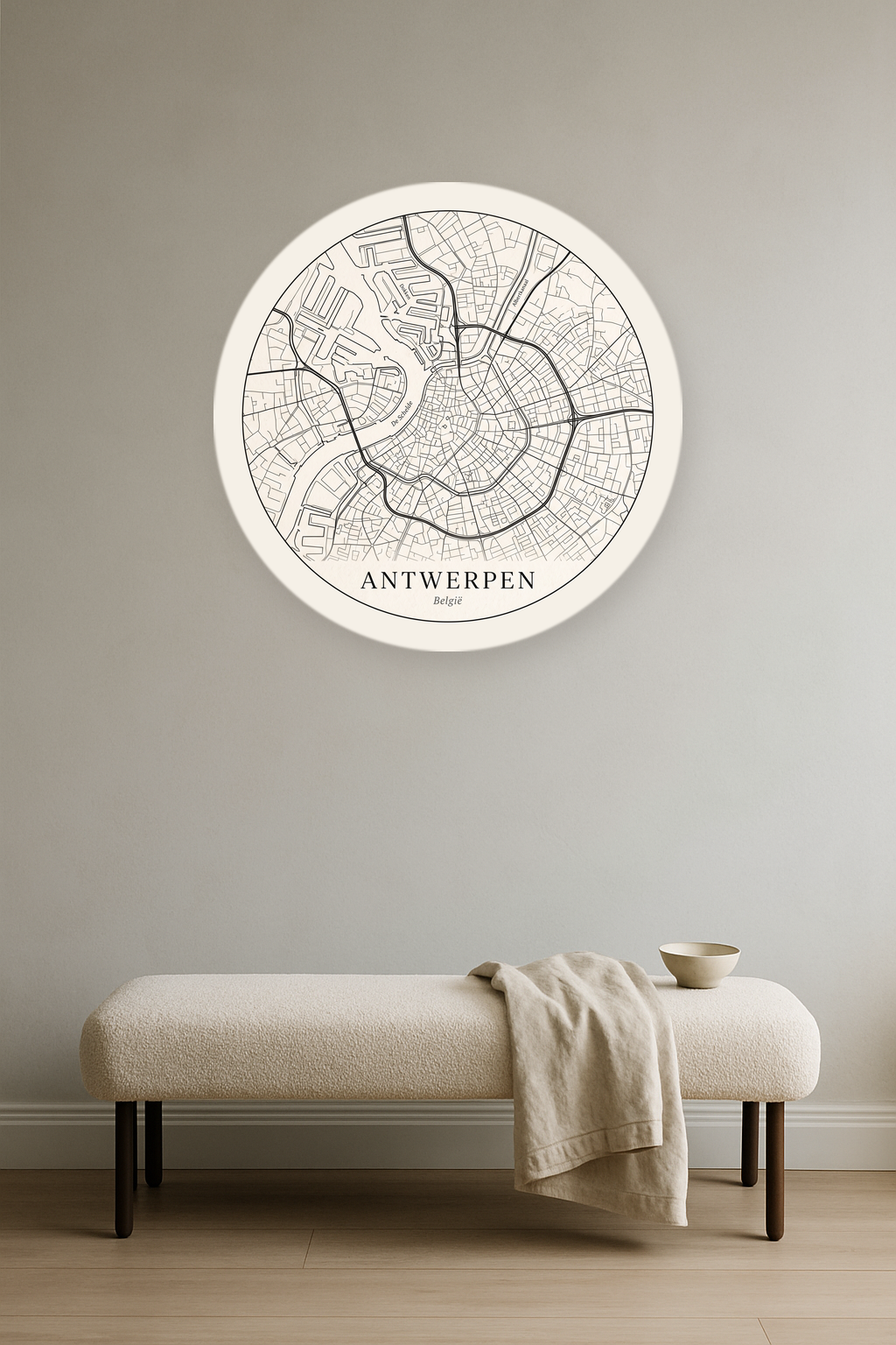 Antwerpen stadskaart in interieur