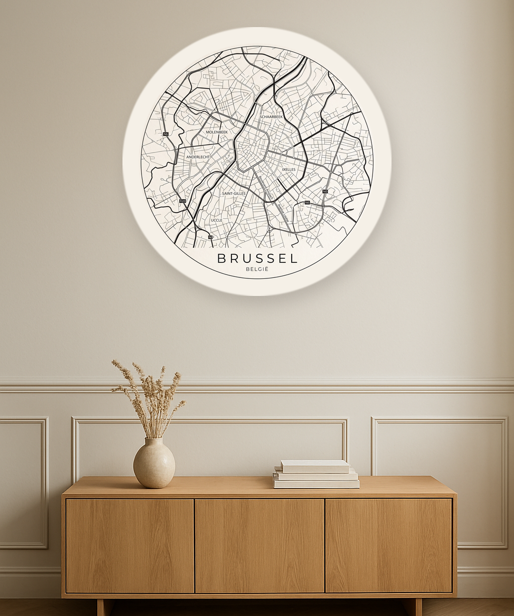 Brussel stadskaart in interieur