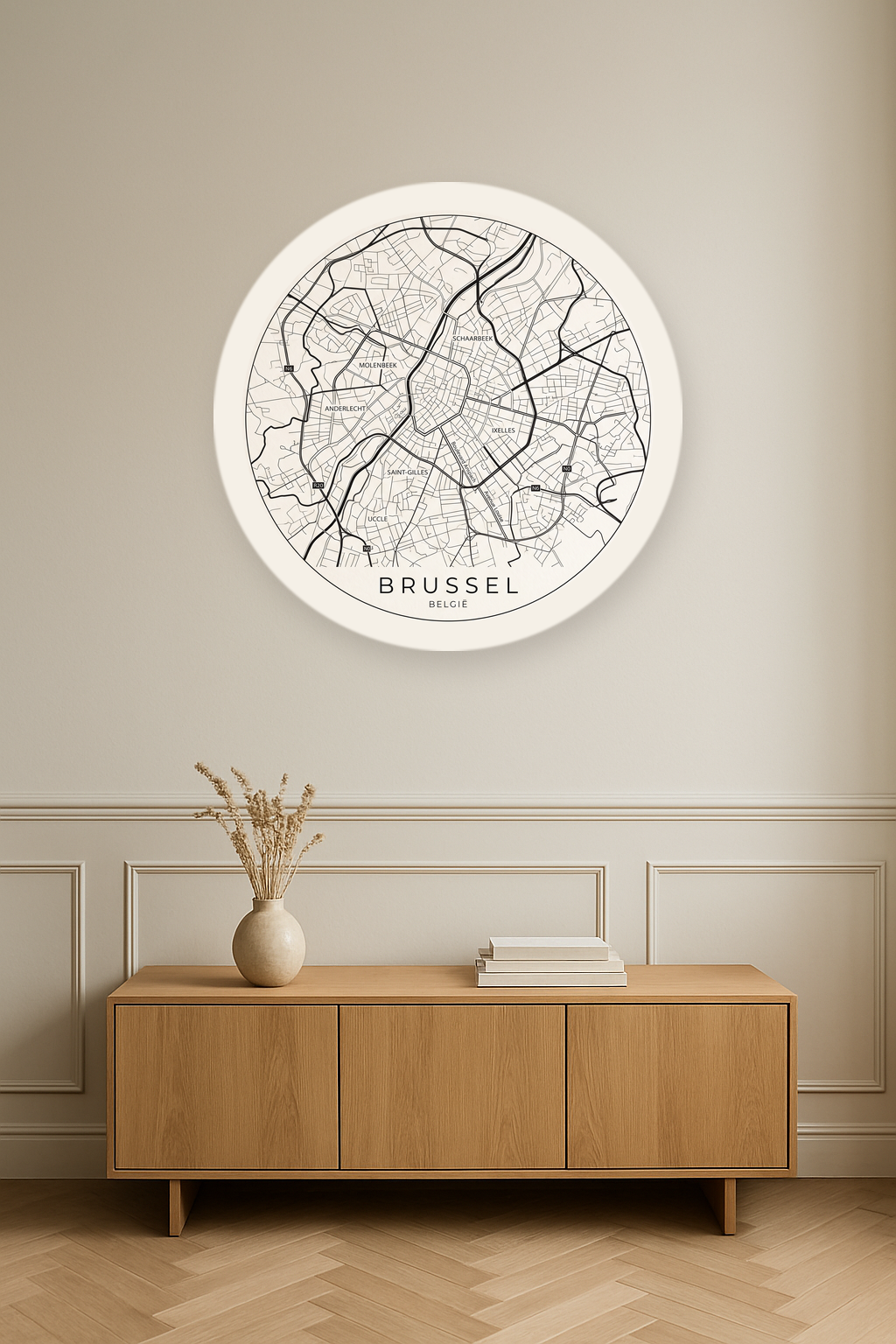 Brussel stadskaart in interieur