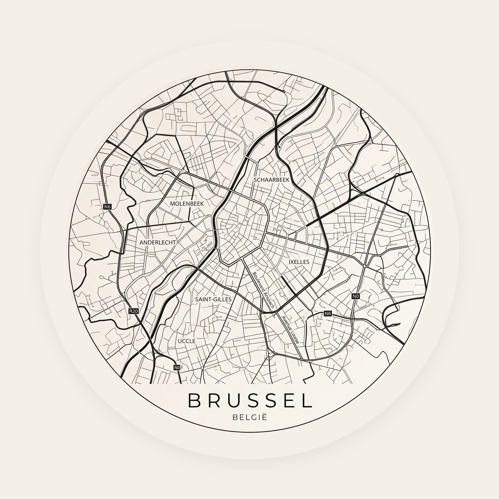 Brussel stadskaart rond
