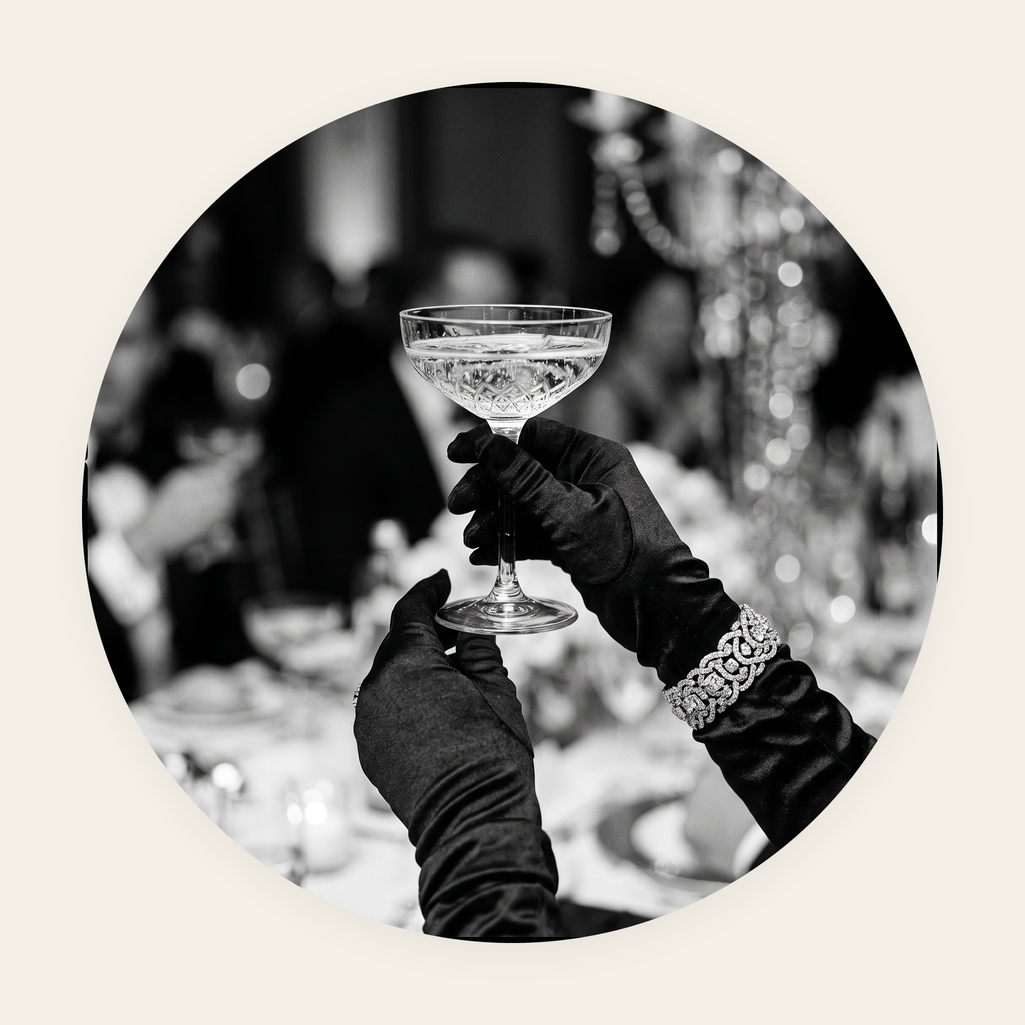 Champagne Hour rond schilderij