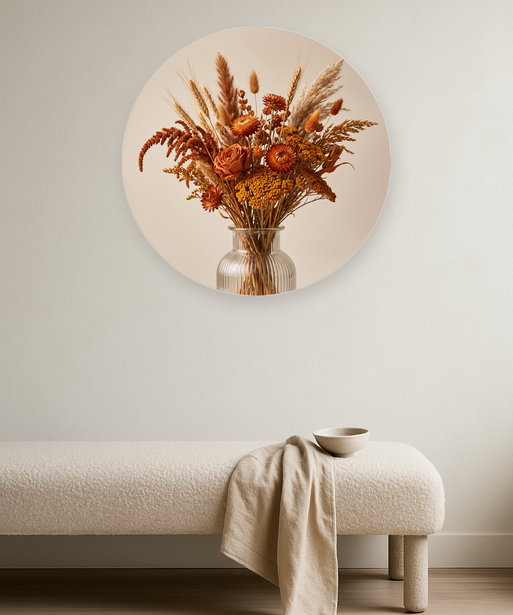 Copper Harvest ronde wanddecoratie in modern interieur