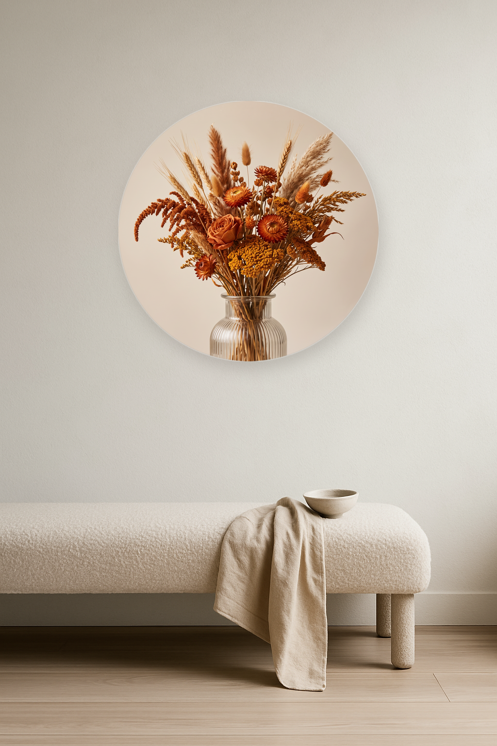 Copper Harvest ronde wanddecoratie in modern interieur