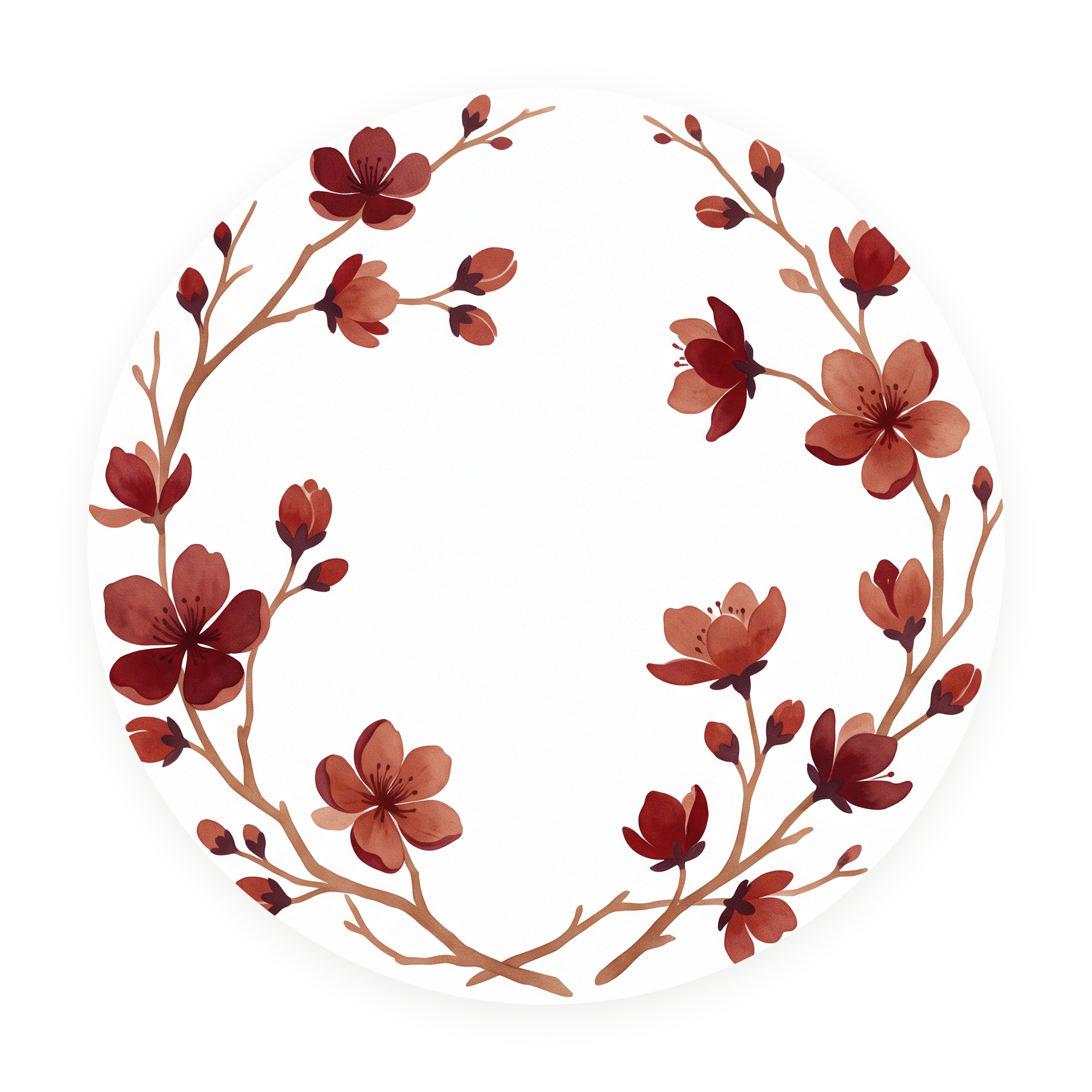 Crimson Blossom rond schilderij