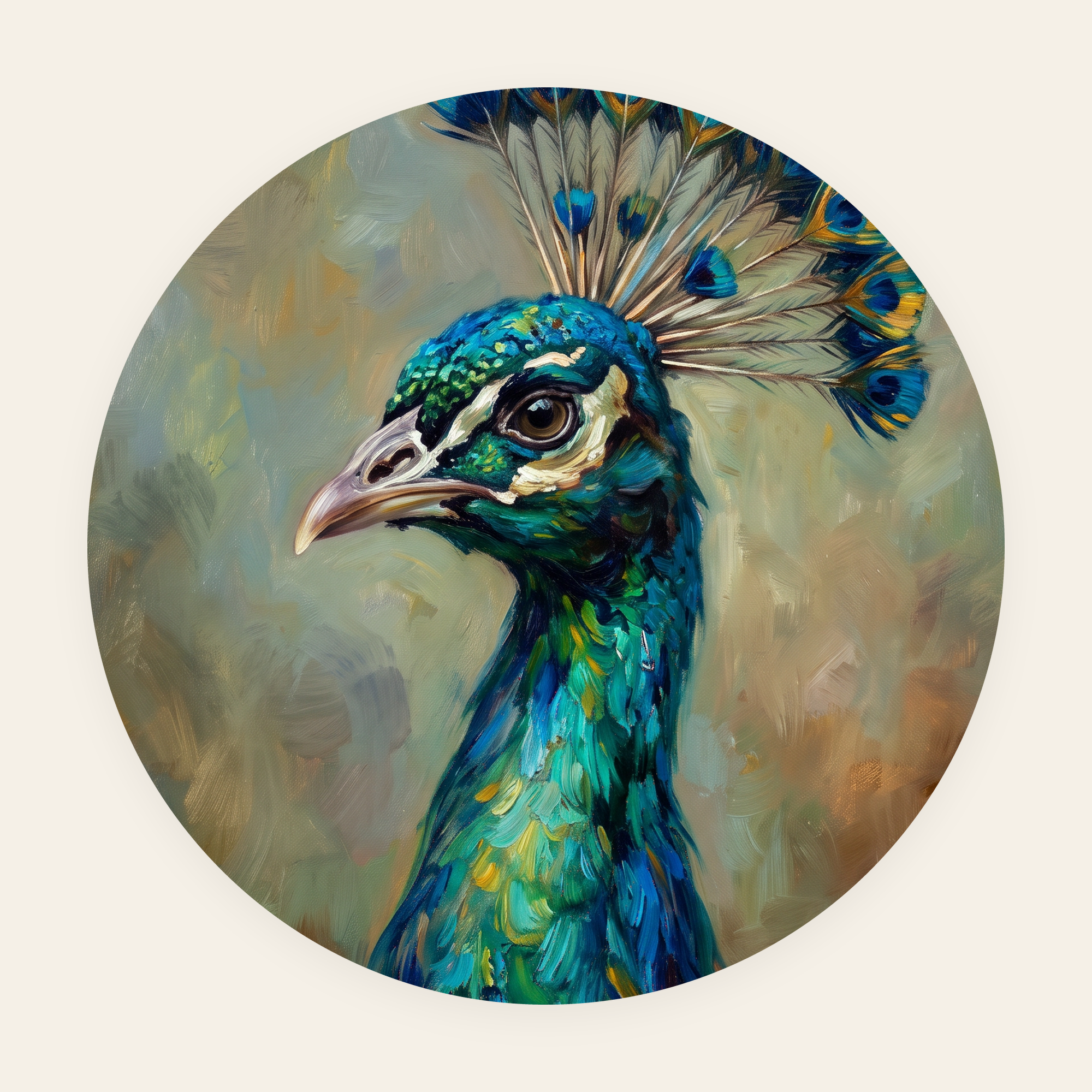 Emerald Plume rond schilderij