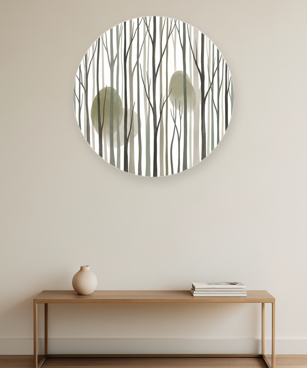 Forest Spirits ronde wanddecoratie in modern interieur