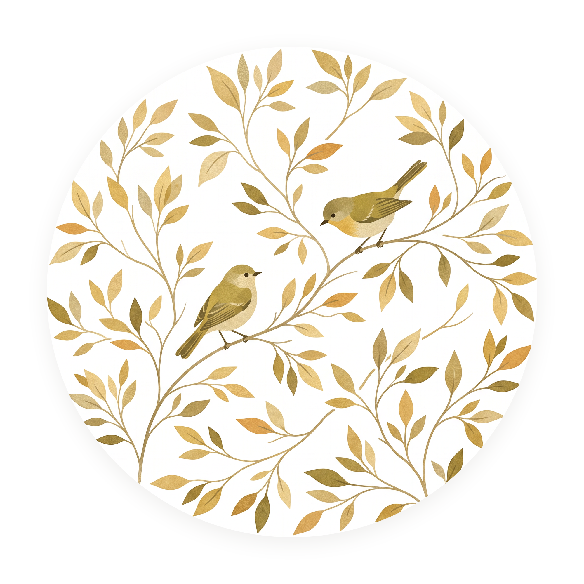 Gilded Songbirds ronde dibond wanddecoratie Wandkraft