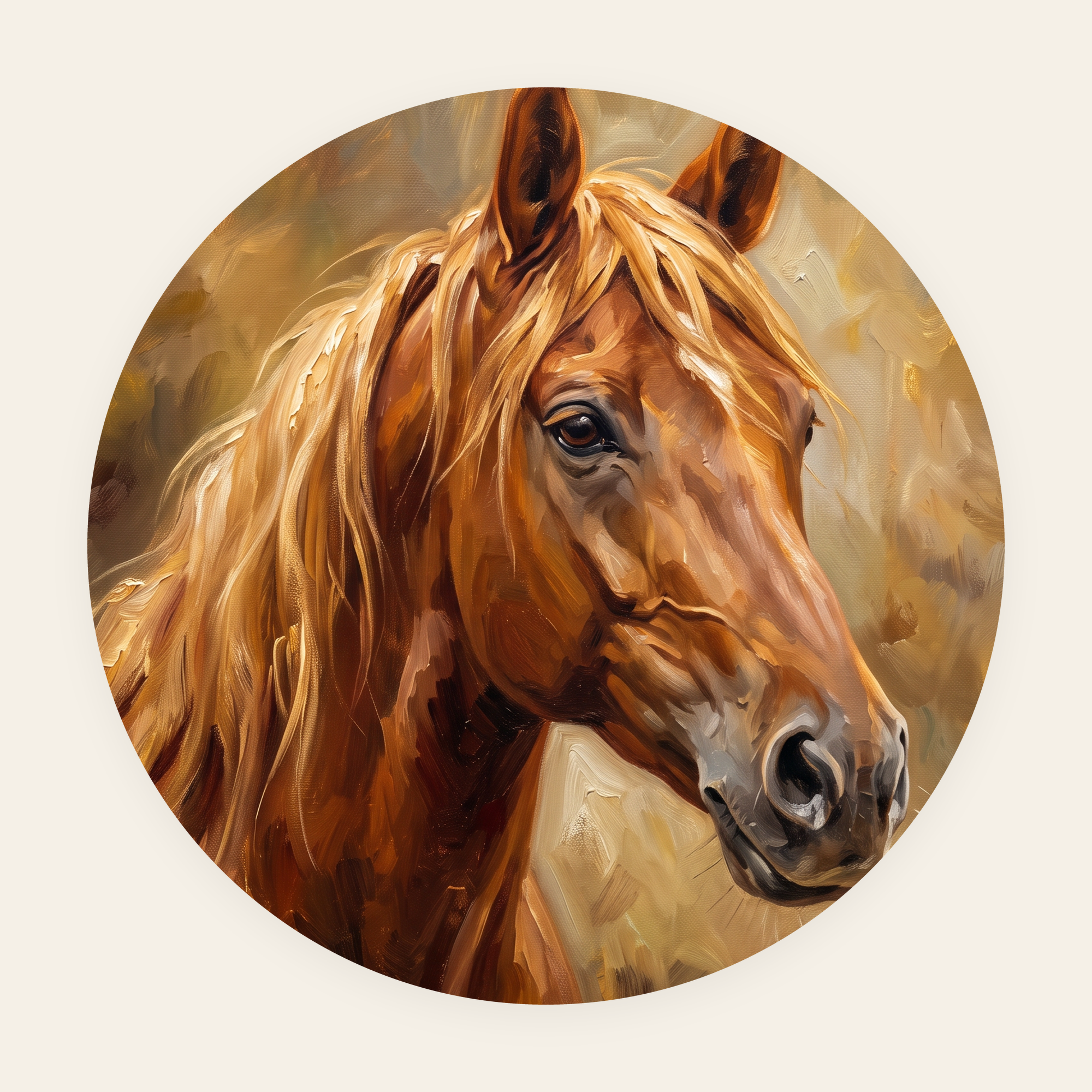 Golden Stallion rond schilderij