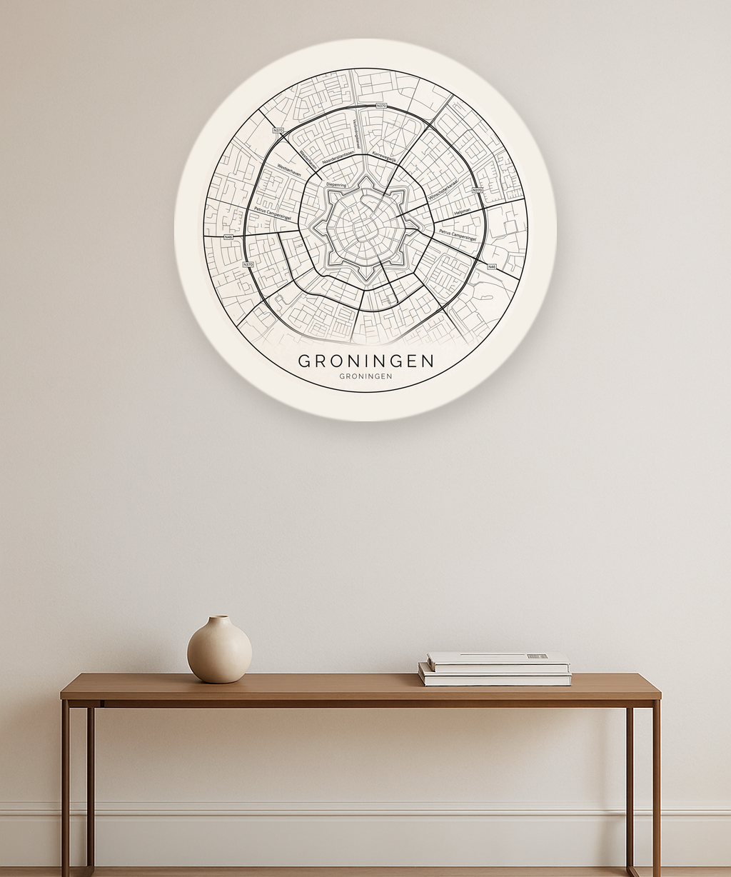 Groningen stadskaart in interieur