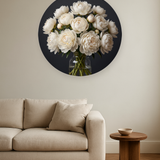 Ivory Peony ronde wanddecoratie in modern interieur