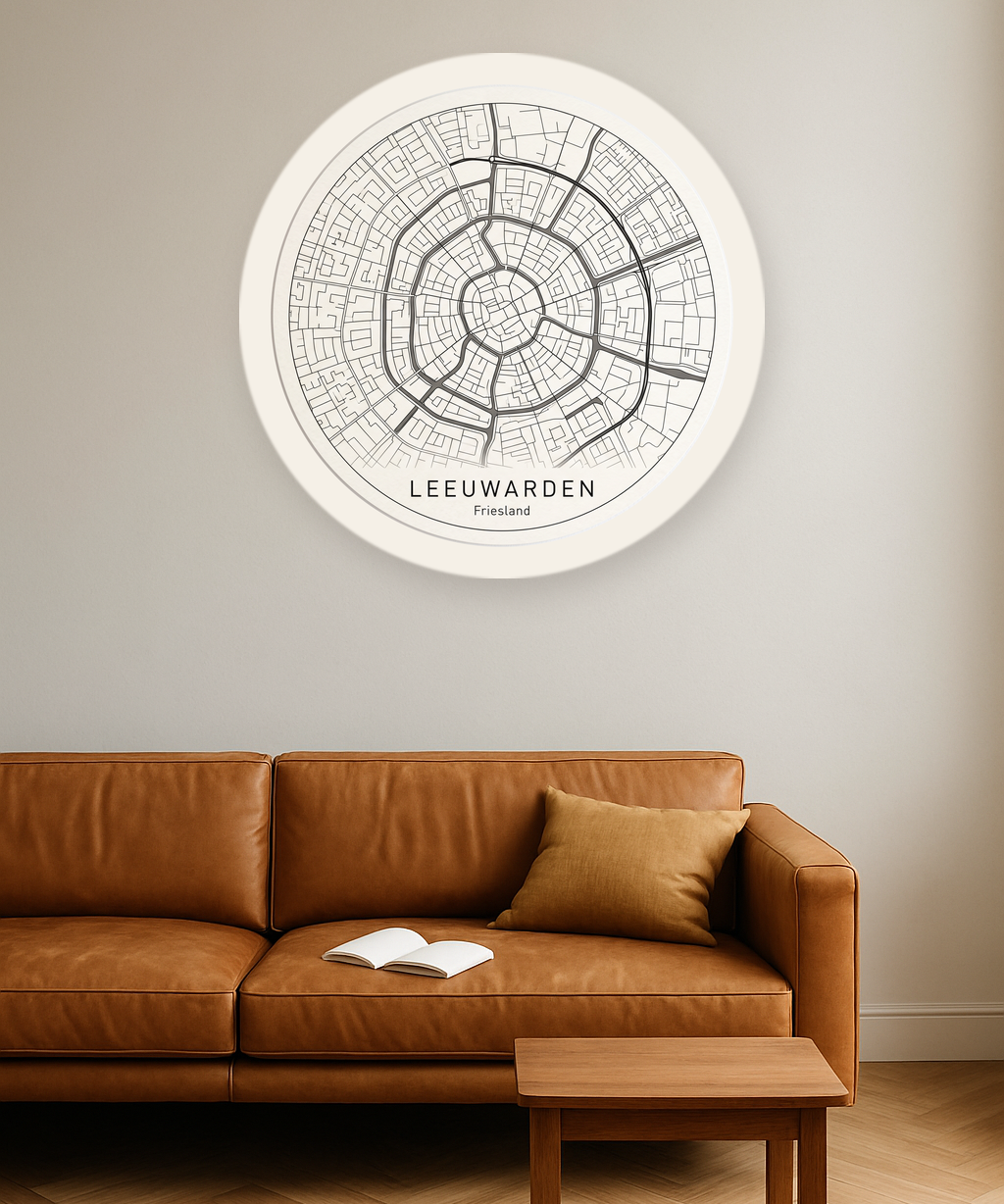 Leeuwarden stadskaart in interieur