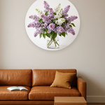 Lilac Plume ronde wanddecoratie in modern interieur
