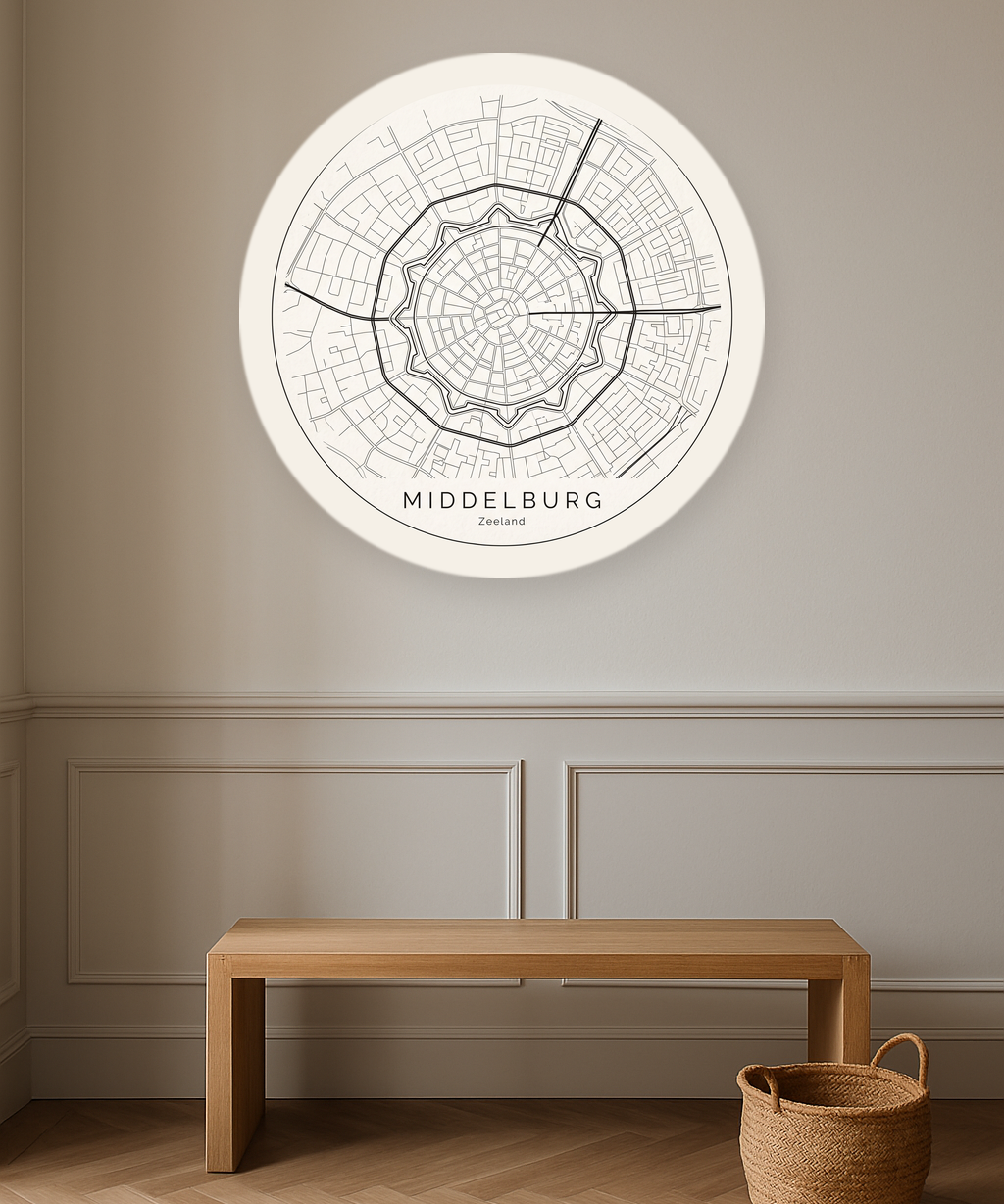 Middelburg stadskaart in interieur