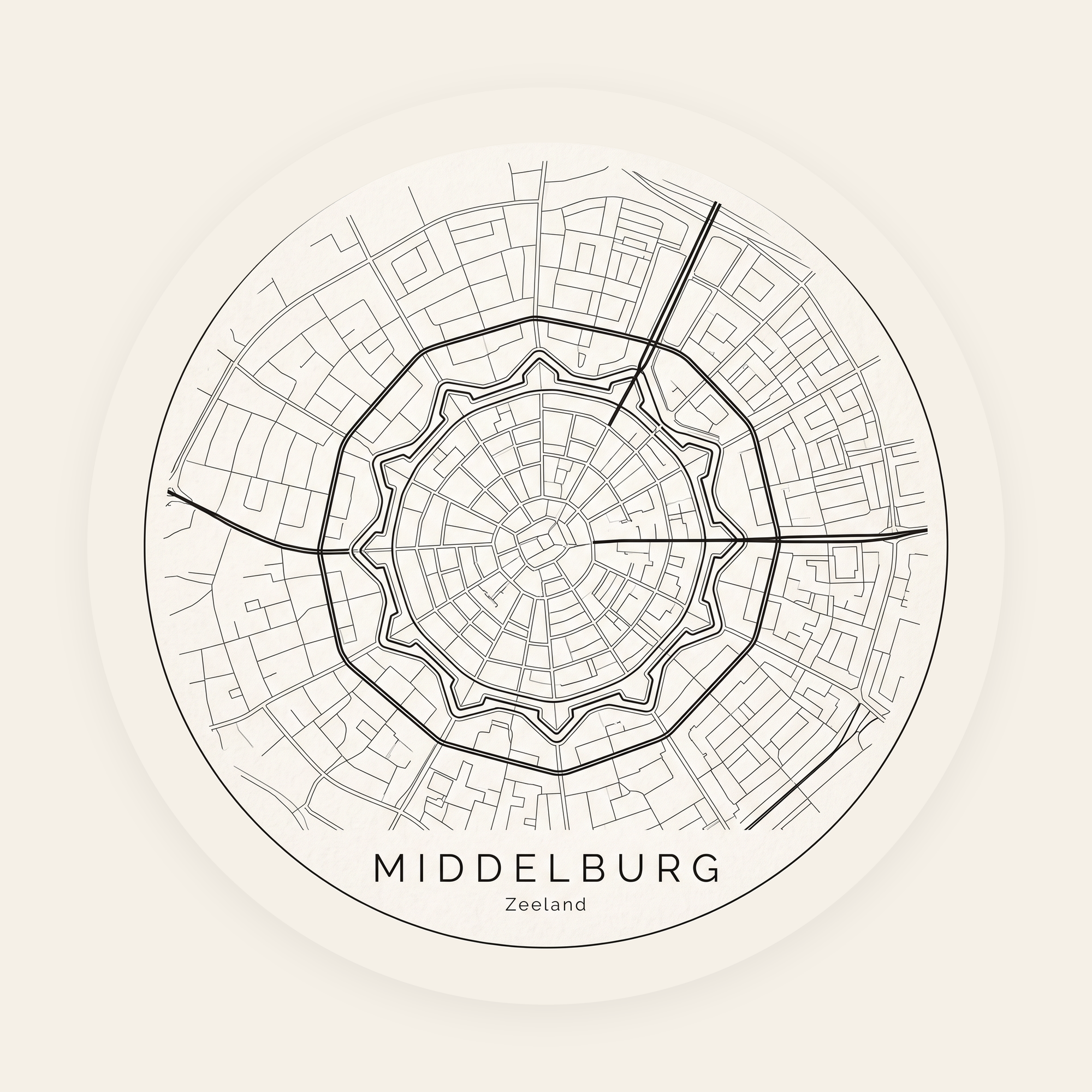 Middelburg stadskaart rond