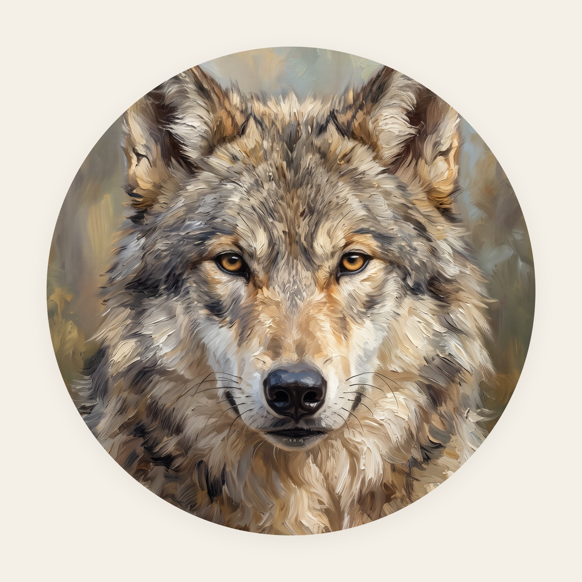 Nordic Wolf rond schilderij