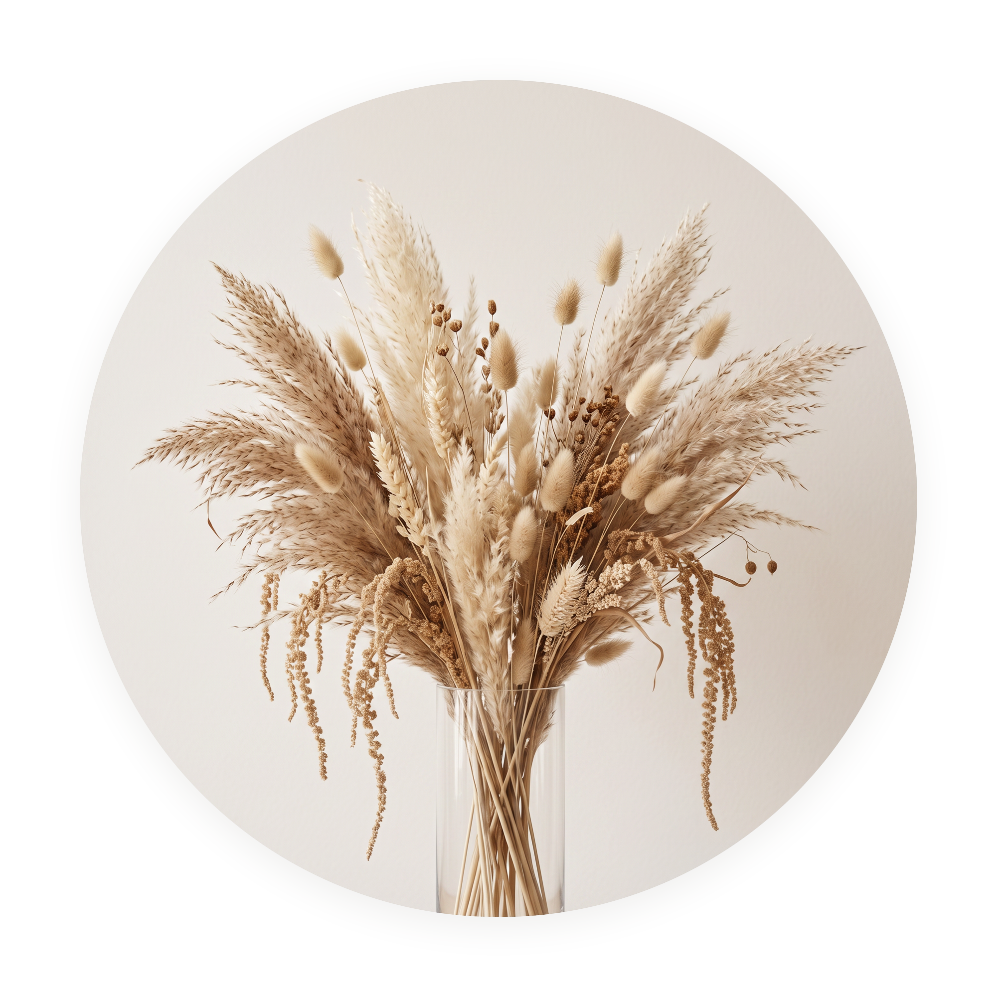 Pampas Calm ronde dibond wanddecoratie Wandkraft