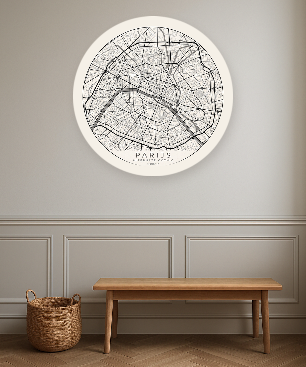 Parijs stadskaart in interieur