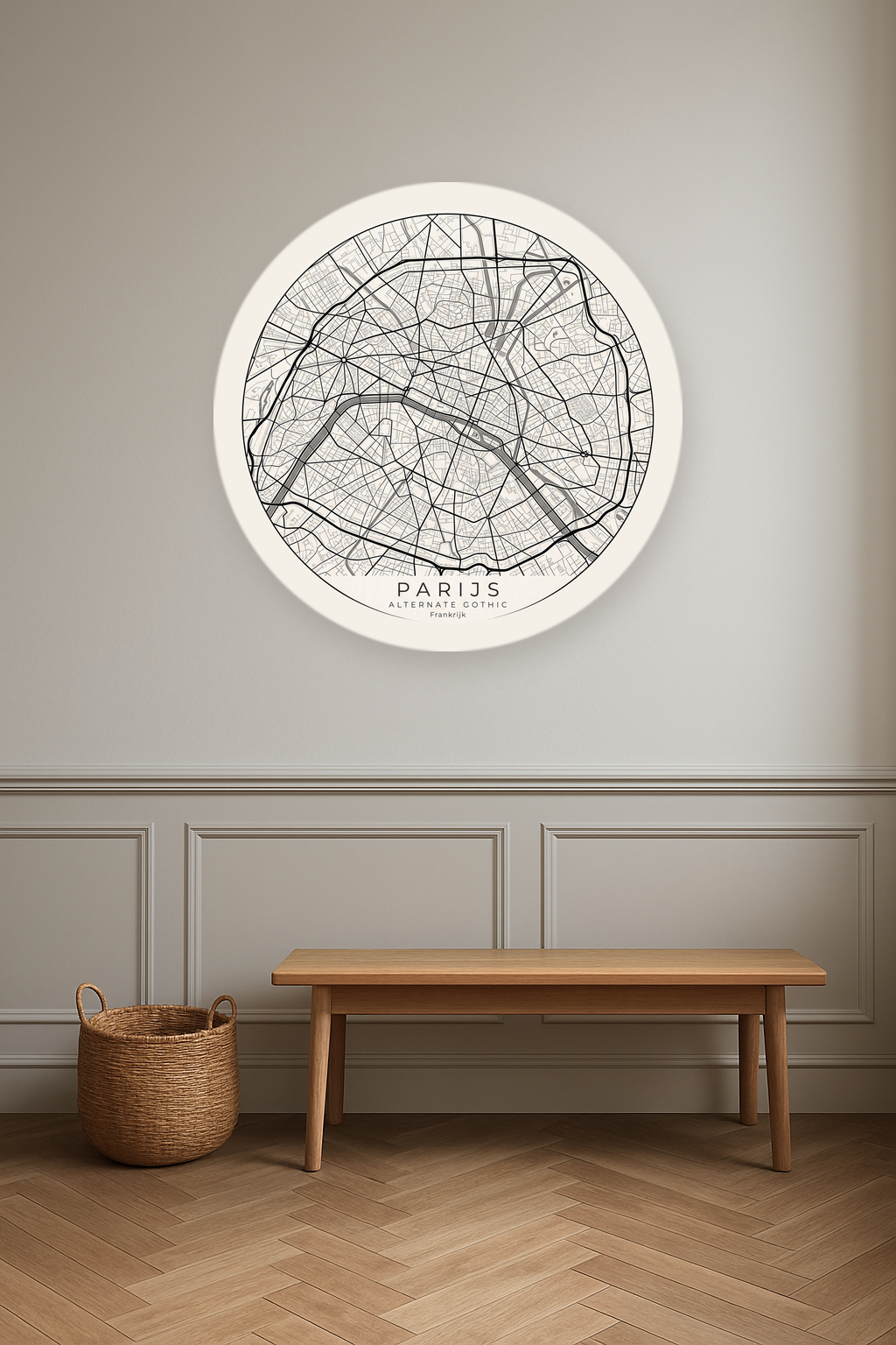 Parijs stadskaart in interieur